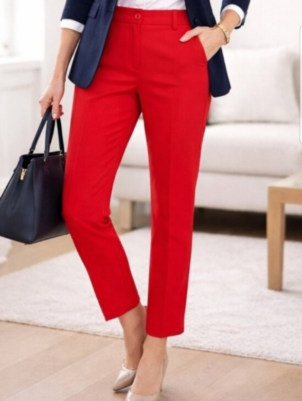 NWT Talbots Hampshire Straight Leg Red Ankle Pants Career Trousers Womens Sz 10